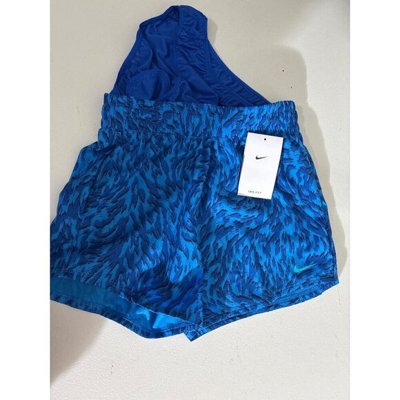 Nike Shorts Girls Medium Training Shorts Blue Pattern NEW - Picture 5 of 7